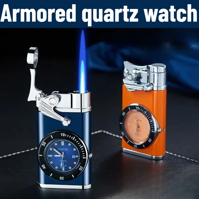 Metal Armband Jet Lighter Blue Flame Inflatable Lighter Windproof Bag Light Turbocharger Handy Men's Gift Accessories
