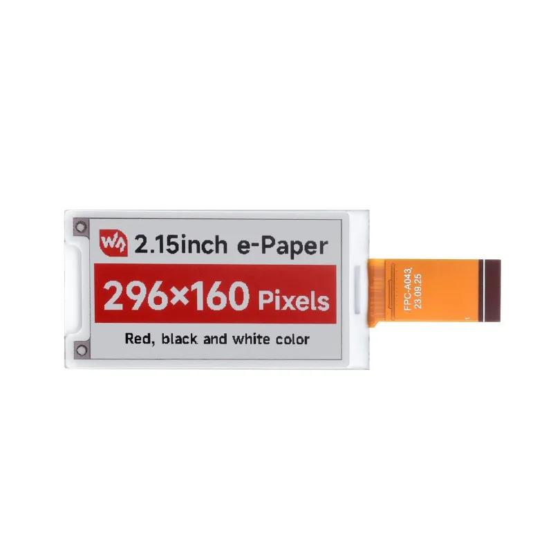 2.15inch E-Paper Display (B), E-Ink Display, 296x160, Red/Black/White, SPI Interface