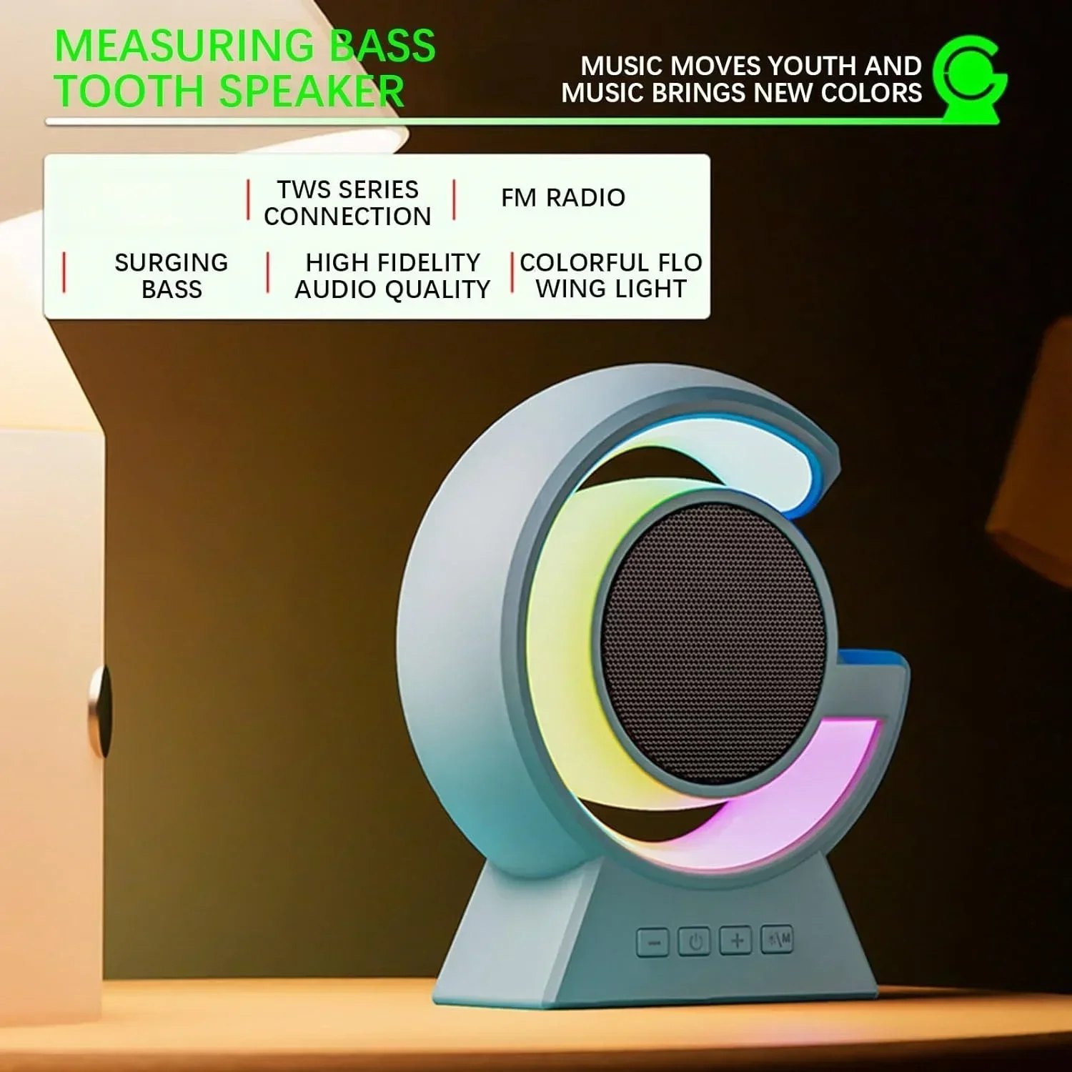 Mini Portabler Bluetooth Speaker 3D Stereo Bass TWS Colorful Lights Bluetooth Speaker Stereo Surround Sound for Child's Gift