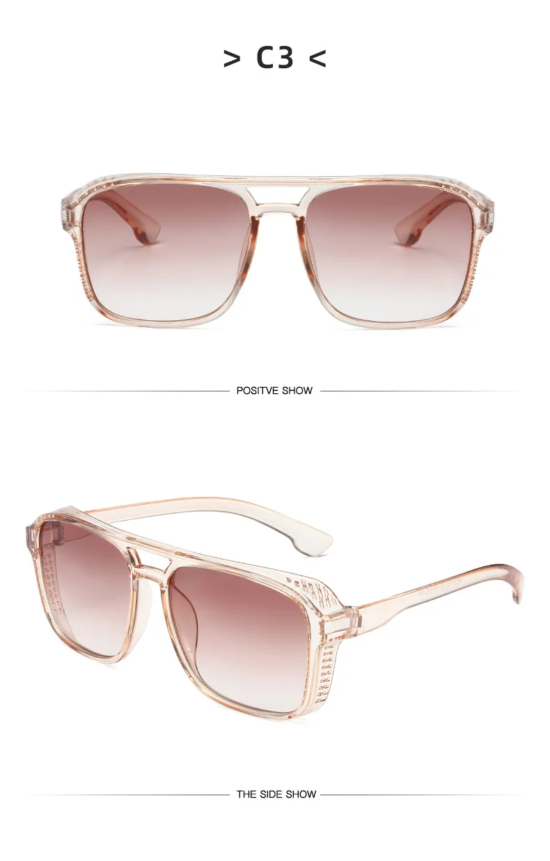 Neue Vintage-Sonnenbrille für Damen und Herren, Quadratischer PC-Rahmen, Marken-Designer Retro-Shades, Modische Sonnenbrille ﻿ für Männer – Detail 14