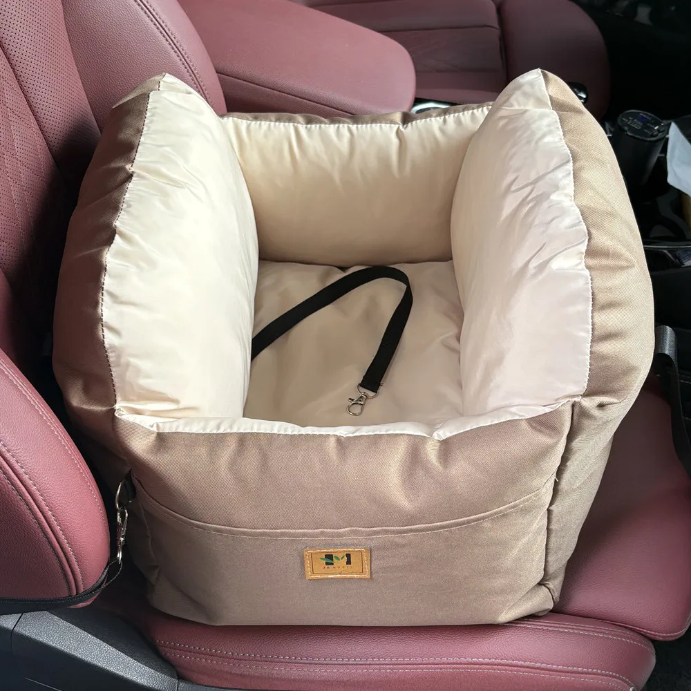 Small Dog Car Seat for Small Dogs - Booster Seat for Car with Storage Pockets, Soft cotton Filling Pet Cat Travel Carrier Bed