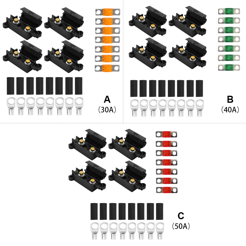 Pack of 4 Car 1-in-1-out 12/24V Fuse Block Fog Light Fuses Holder Box 50A