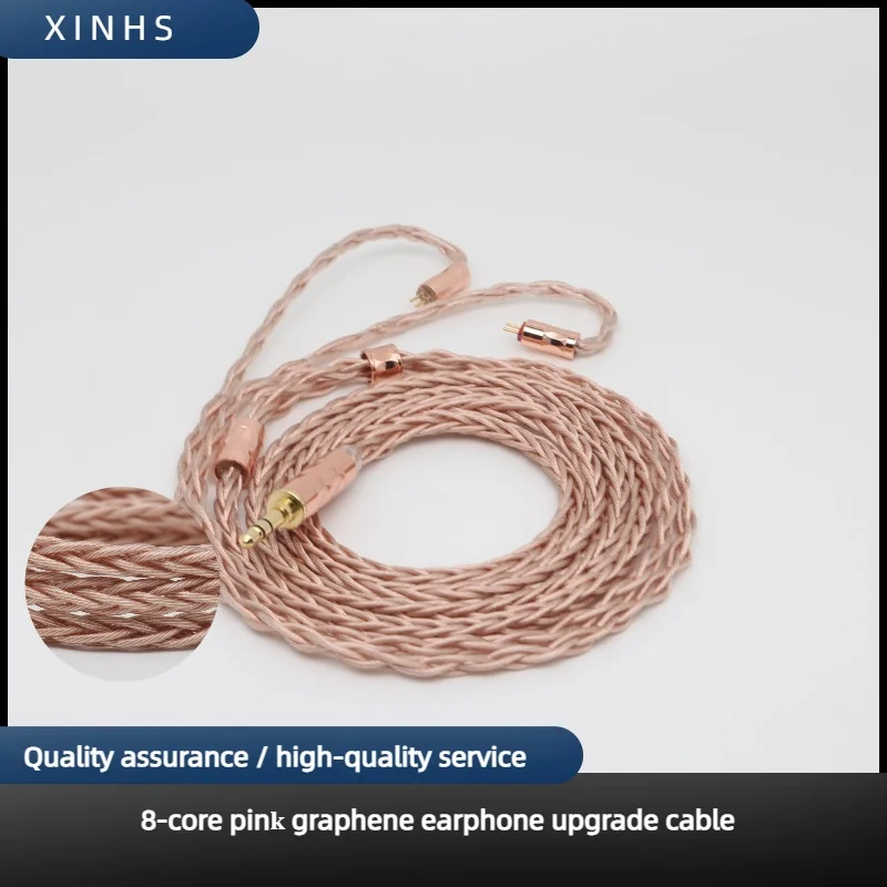 

XINHS 8-Core Pink Cable Graphene HiFi Headphone Upgrade Cable 0.78mm MMCX Suitable for Dunu sa6 CA16 Bravery N5005 Blessing3