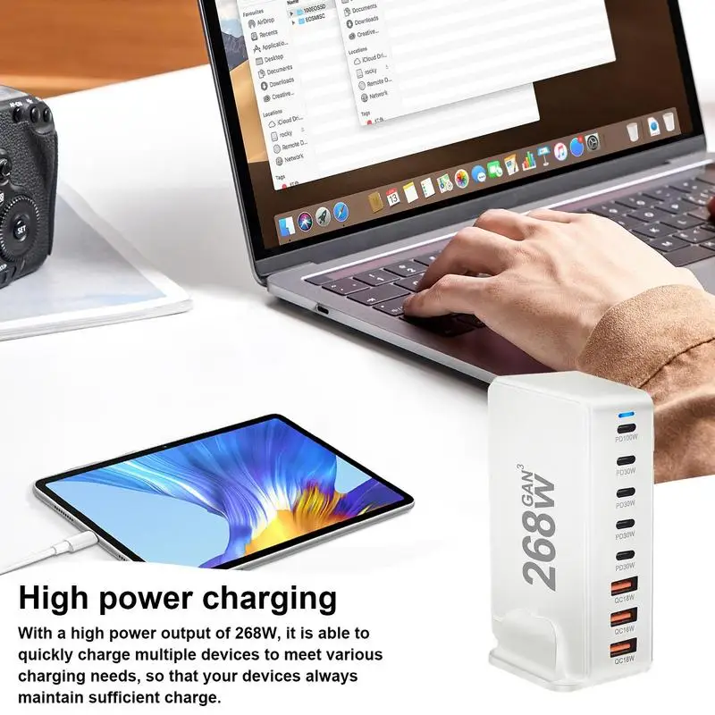 PD Charger 8-Port Multiple Port Pd Charging Station Multi USB C Charger For Travel Home Office