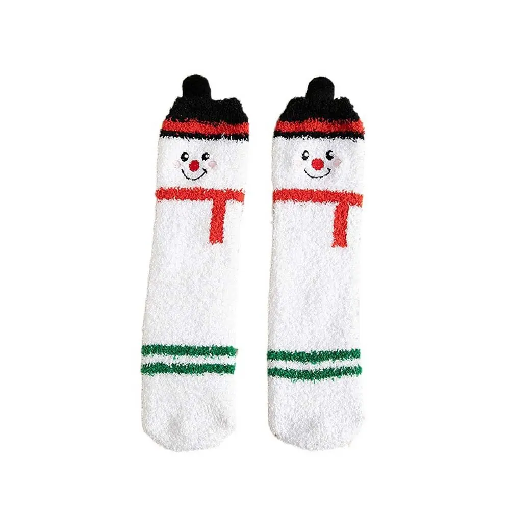 

Sweet Coral Fleece Christmas Socks Elk Snowman Cartoon Hosiery Santa Claus Korean Style Mid-Tube Socks Girls