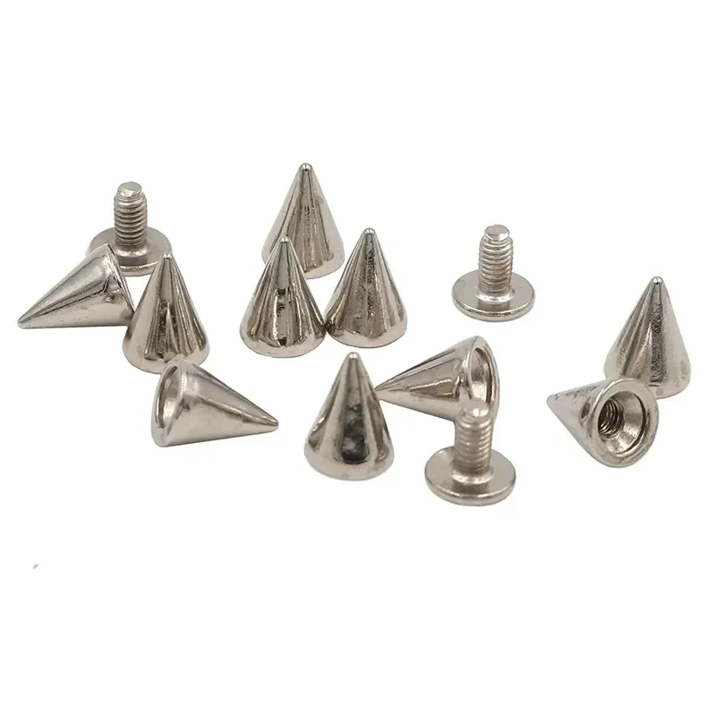 7*9.5mm 100sets Punk Spike Cone Spots Metal Studs Leathercraft Rivets Bullet Clothes Bags Bracelets Belt Pet Collars Rivets