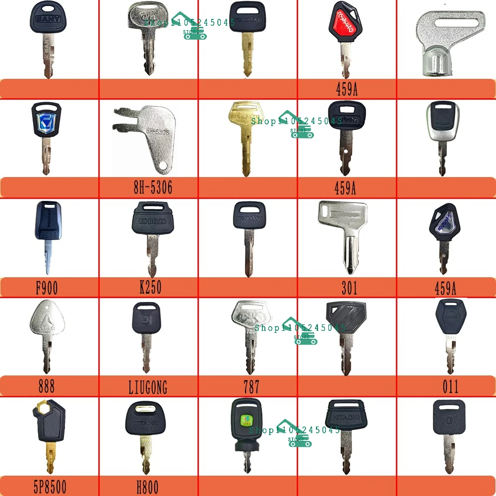 25PCS Excavator Master Key Set 8H5306 Sany, Komatsu 5P8500 H800 777 888 F900 459A 011 301 Keys