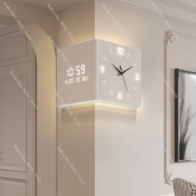 Modern Minimalist Double-Sided Corner Wall Clock,Creative Living Room Decorative Clock,Silent Movement,Suitable