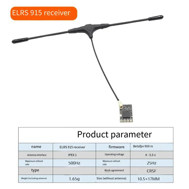 VO-ELRS Penerima 915Mhz 25Hz-500Hz CRSF dengan Antena Tipe T untuk Bagian Drone Melintasi RC FPV