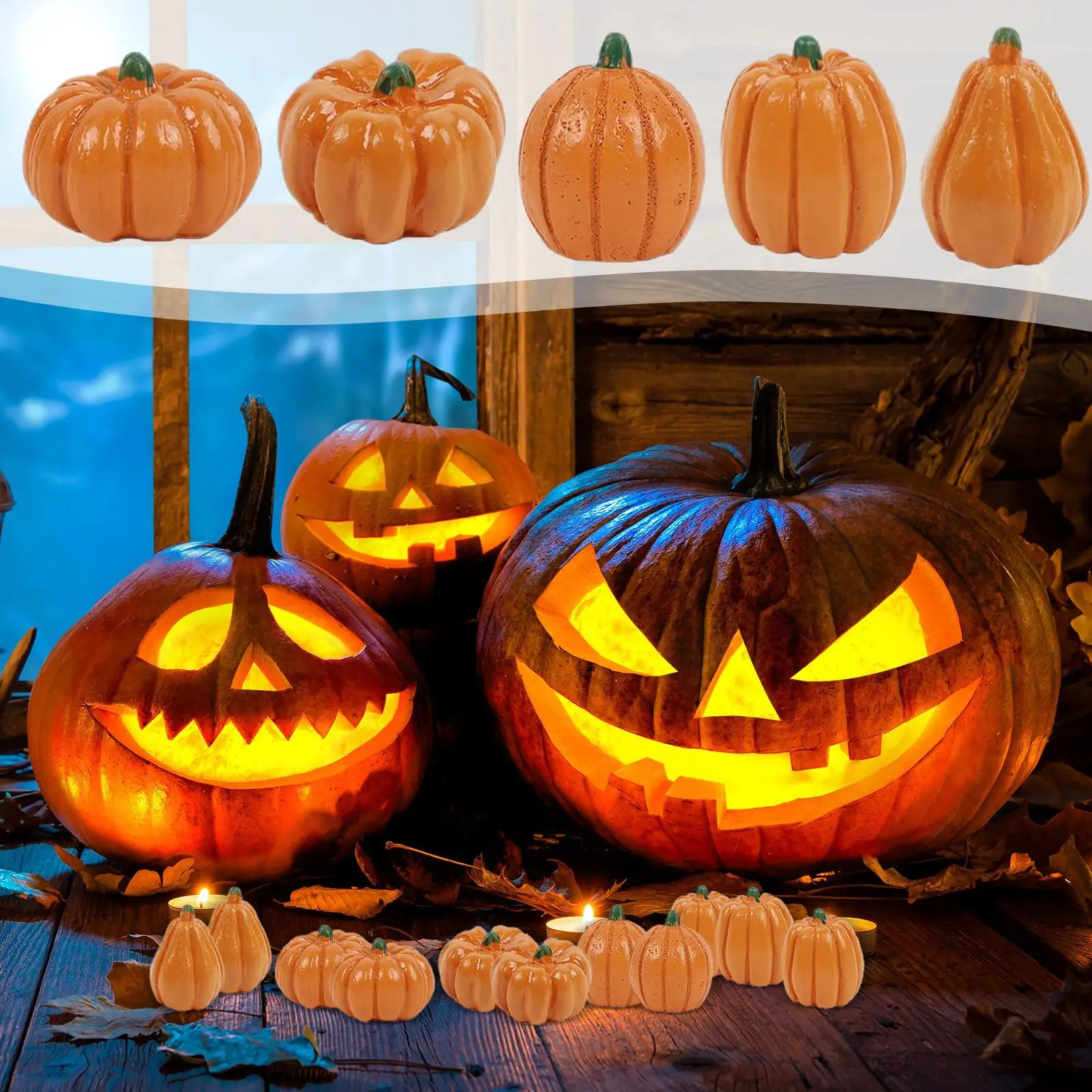 

Mini Artificial Halloween Pumpkin Decor 80 Pieces Fall Thanksgiving Simulation Vegetable Farmhouse Harvest Home Party ornaments