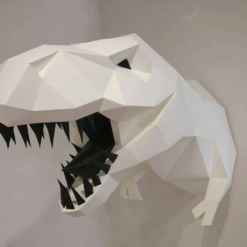 Tyrannosaurus Rex Paper Model Dinosaur Animal DIY Hanging Geometric Papercraft Wall Decor Hallway Ornament 3D Handmade Origami