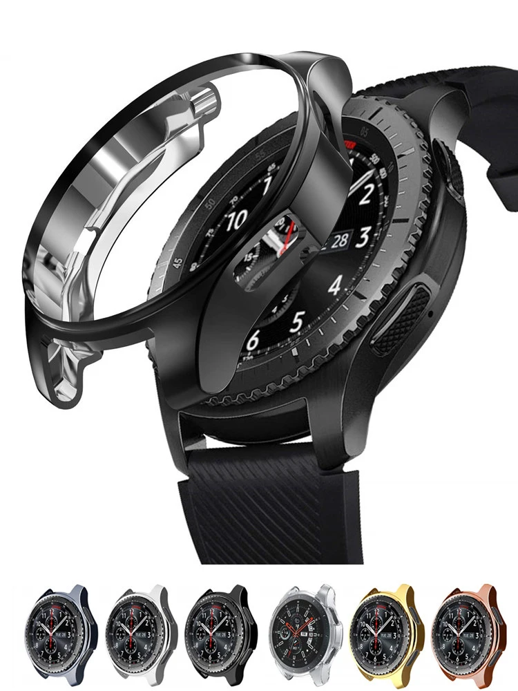 Case for samsung Galaxy watch 46mm/42mm strap TPU Plated Screen protector cover bumper S 3 42/46 mm Gear S3 Frontier band