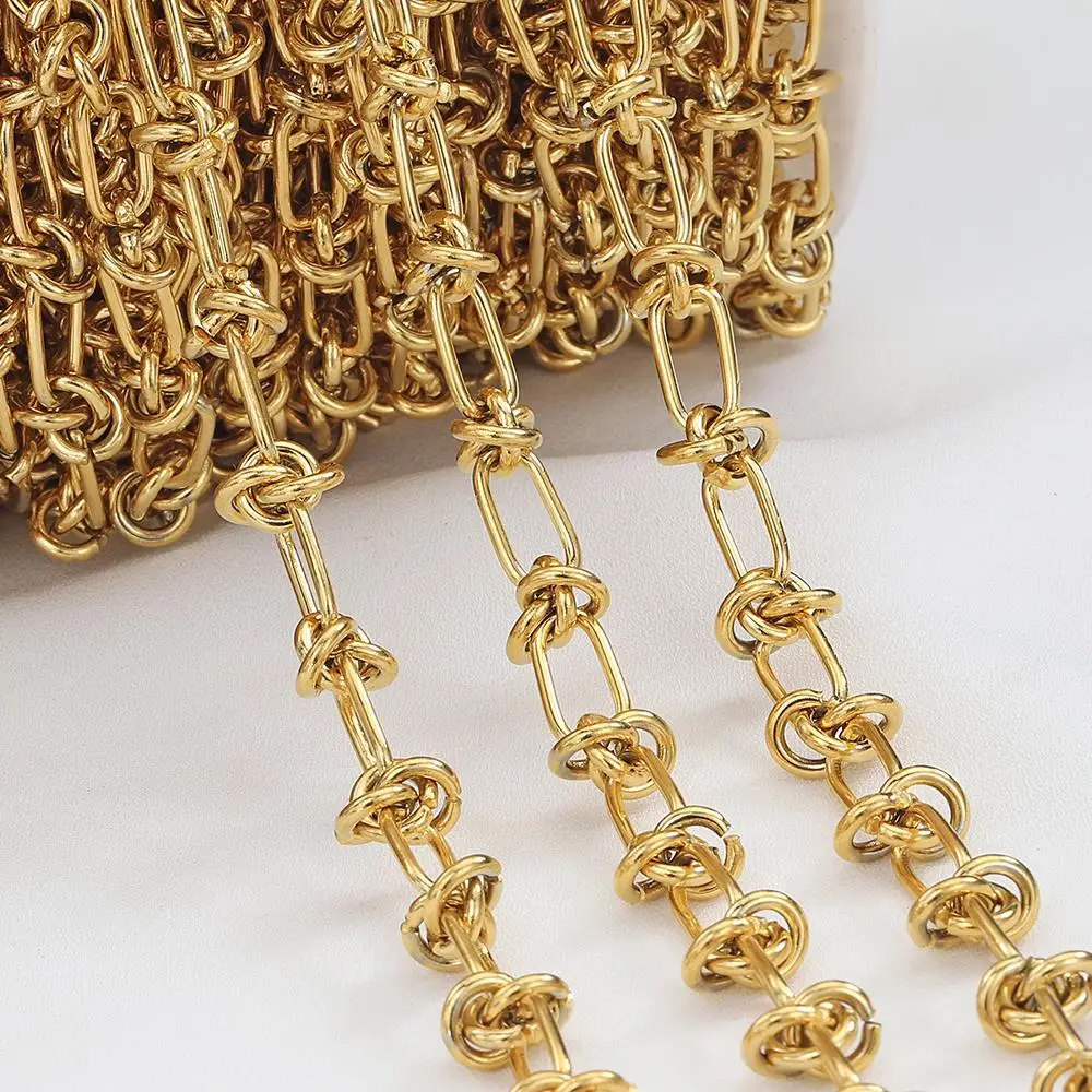 

2Meters 1Meter Stainless Steel Gold Color Chunky Knot Chain DIY Handmade Men Necklace Bracelet Chains Supplies Wholesale No Fade