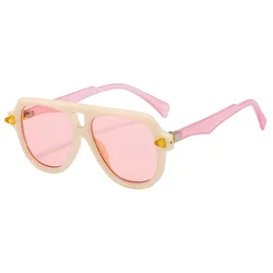 Double Bridges Pilot Sunglasses Women Retro Gradient Shades UV400 Trending Men Brand Designe Rivets Sun Glasses