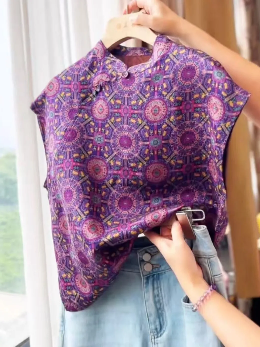 엘리 여름 여성용 슬림 베스트 탑 중국 전통 스타일 프리미엄 느낌 가벼운 2025년 신상 패션 트렌드