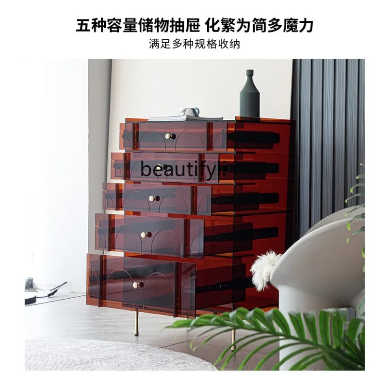 

07Light Luxury Chest of Drawer Locker Nordic Style Living Room Simple Modern Storage Cabinet Creative Design Chest of Drawers