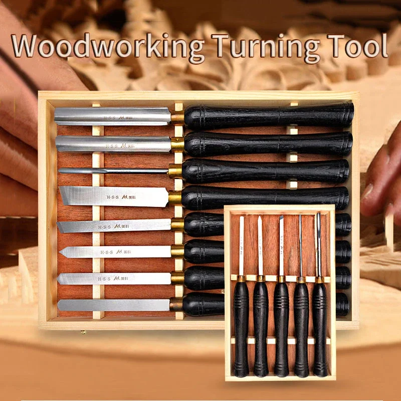 Woodworking HSS Lathe Carving Tool 5pcs 8pcs High Speed Steel Turning Tool Set Quality Wood Handle High Hardnees Lathe  Knife