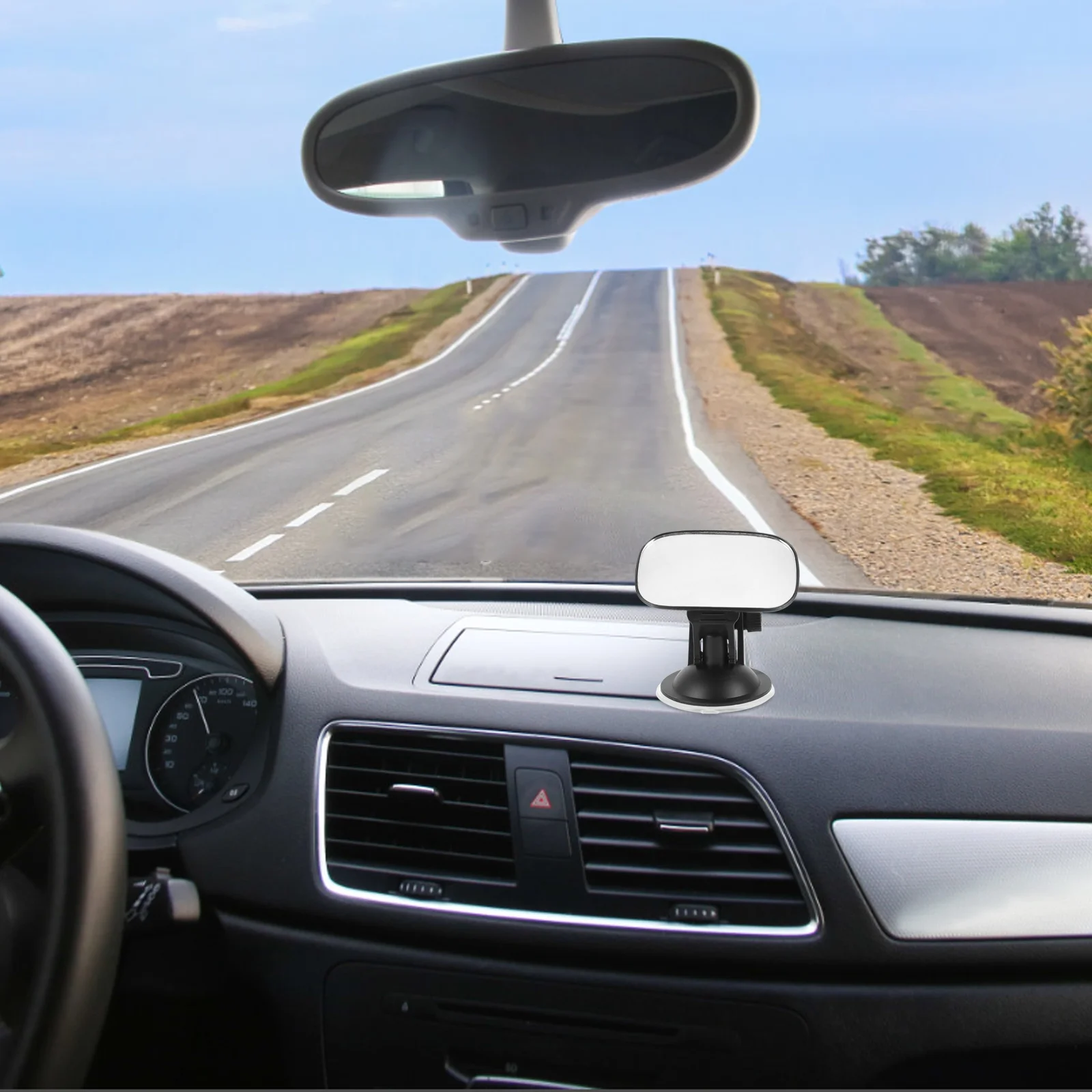Espejo de coche con ventosa ajustable negra para asiento trasero, observación de seguridad, espejo retrovisor Interior para bebé