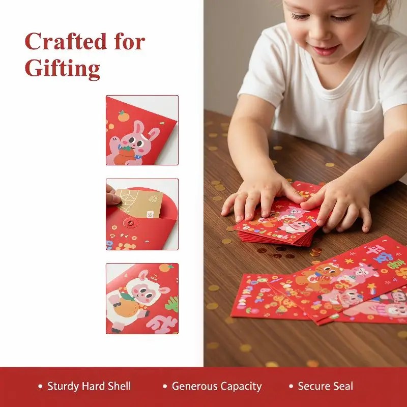 2027 Sheep Year Red Pocket Set 6Pcs Traditional Chinese Lucky Cash Envelopes for Spring Festival Gifting