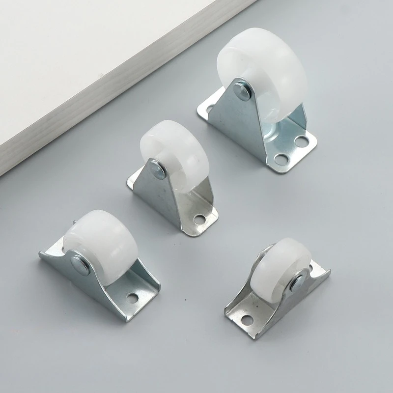 White Rail Fixed Casters 1.5 Inch Caster Strong Plastic Wheel Small One-Way Wheel Hardware Accessories Furniture Casters