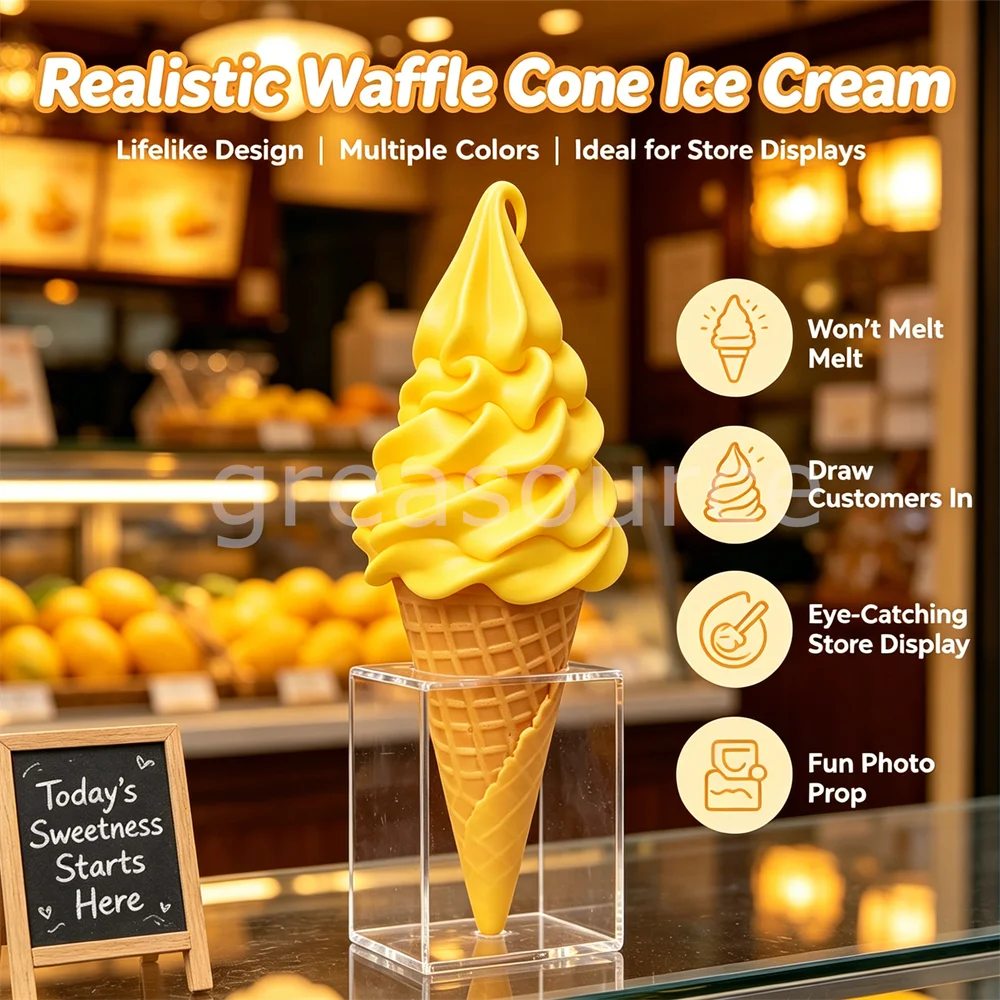 6.7inch Rainbow Ice Cream Model Ornament Realistic Artificial No Broken Plastic Decoration Crafts Statue Home Decoration Cute
