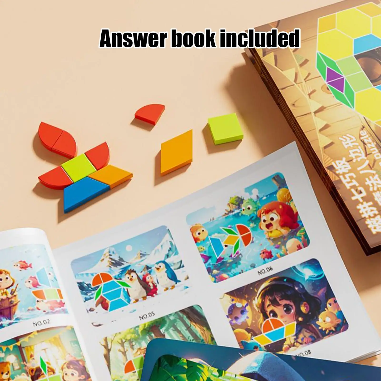 لعبة أطفال تانجرامز كتل ألغاز تانجرام تفاعلية محمولة مع مغناطيس للحفلات الليلية في الفصول الدراسية ورياض الأطفال للأولاد والبنات #1