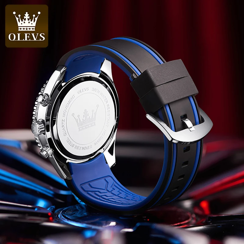 OLEVS 2024 New Luxury Brand Multifunctional Three Eyes Six Needles Quartz Men Watch Timer Luminous Waterproof Clock Reloj Hombre