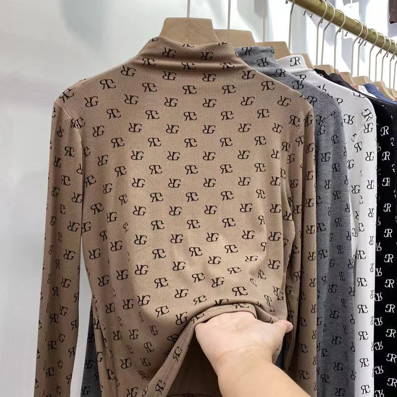Women printing Long Sleeve T-Shirts Spring Autumn Slim Fit Pullovers Tees Shirts Female Streetwear Base Tees Tops Casual