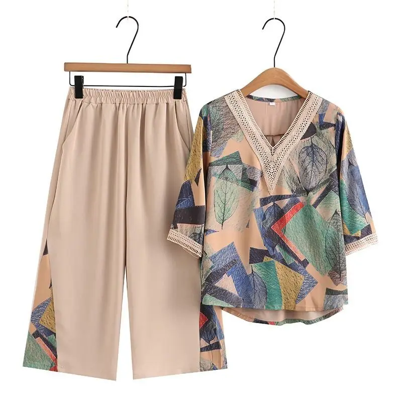 

Elegant Spring Suit Two-Piece Set with 7/8 Sleeves for Summer