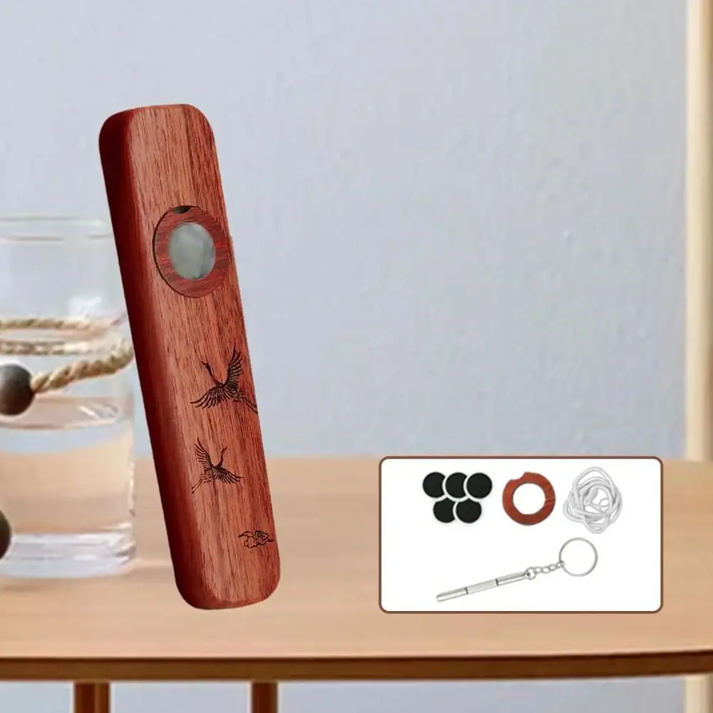 Creative Wooden Kazoo Portable Professional Wind Instrument with Lanyards Smooth Accompaniment Kazoo Guitar Ukulele Lovers