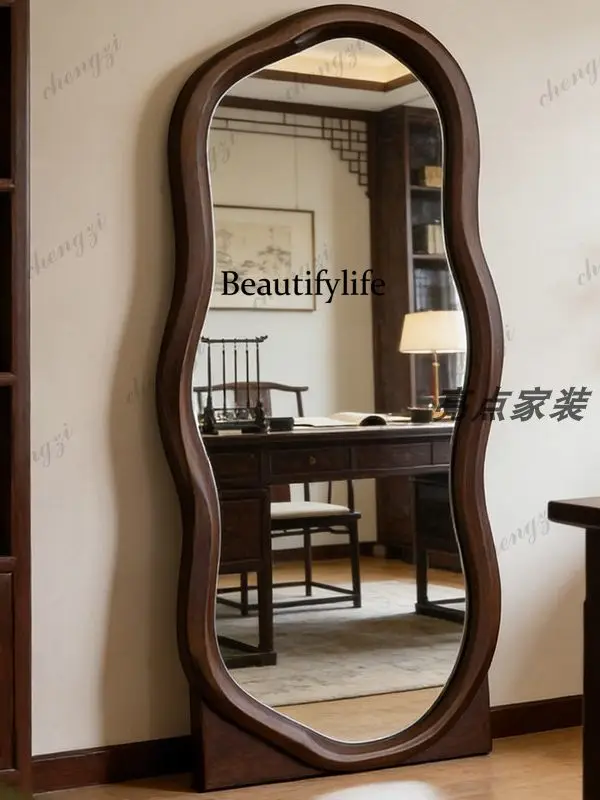 French medieval floor-to-ceiling mirror irregular bedroom wall-mounted full-length mirror premium retro fitting mirror