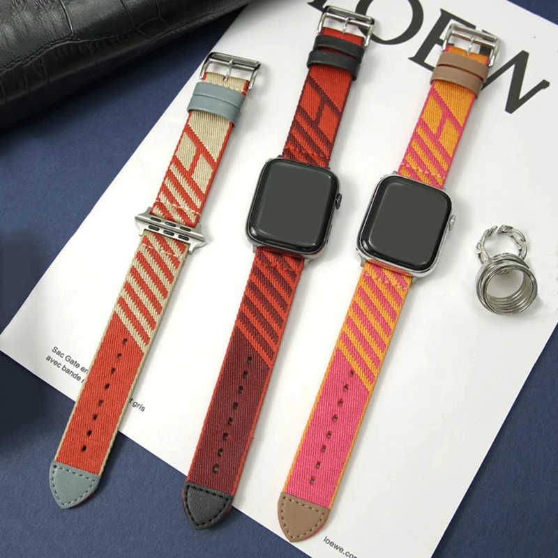 สายถักไนลอนสำหรับ Apple Watch Ultra Band 49mm 44mm 40mm 45mm 41mm 42mm 38mm สร้อยข้อมือเข็มขัด iWatch Series 8 7 6 5 4 se