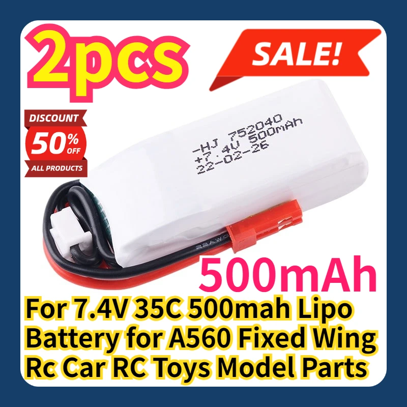 For 7.4V 35C 500mah Lipo Battery for A560 Fixed Wing Rc Car RC Toys Model Parts