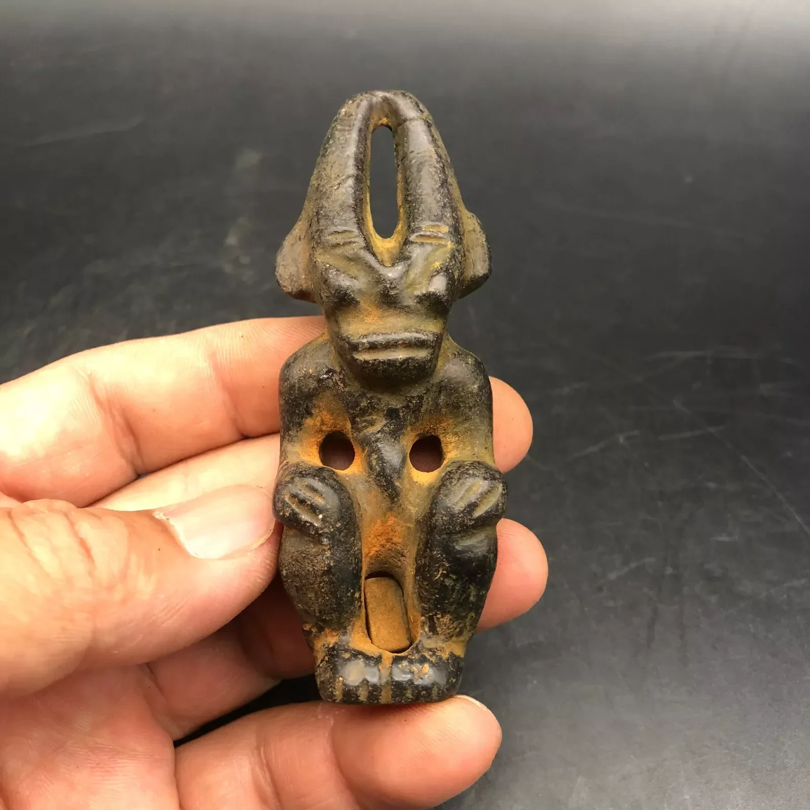 China Amulet  Sun god Meteorite Hand carved Hongshan Culture
