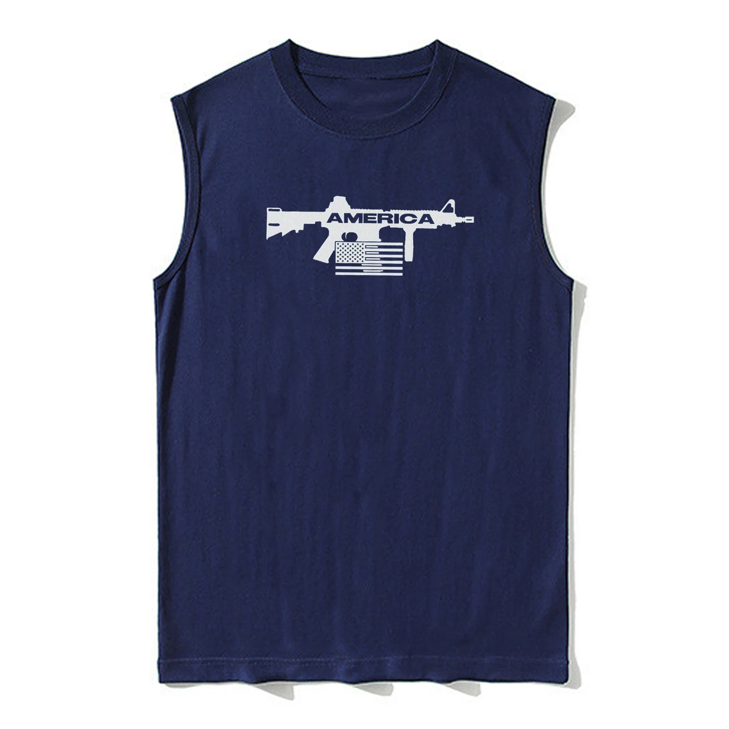 America Gun US Flag 2nd Amendment Military Veteran Tanktop 100% Cotton O-Neck Summer Casual Mens Tank Tops Sleeveless T-shirt