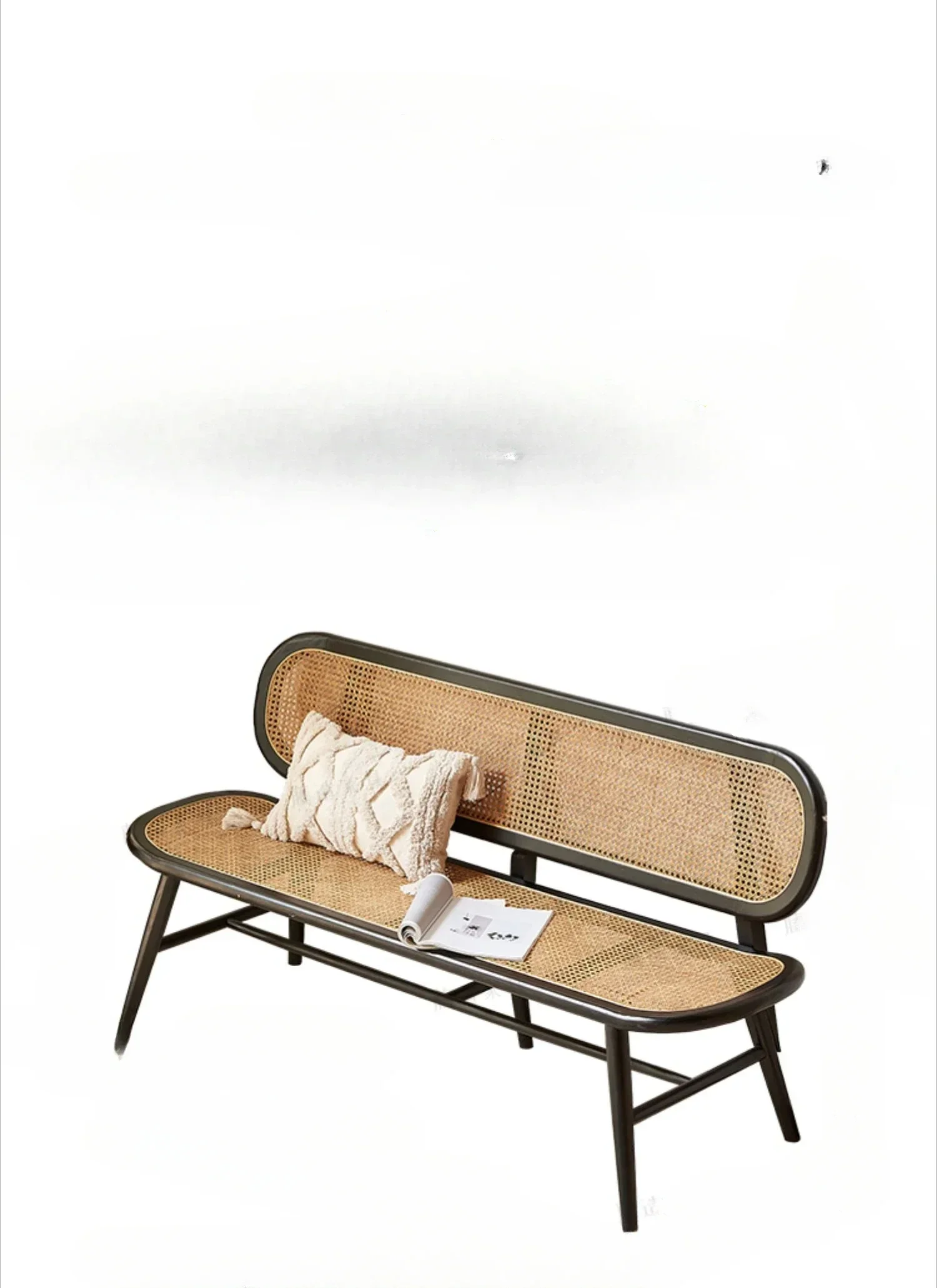 Bench Solid Wood Western Restaurant Double Retro Leisure Rattan Chair Log B & B Balcony Home Rattan Couch