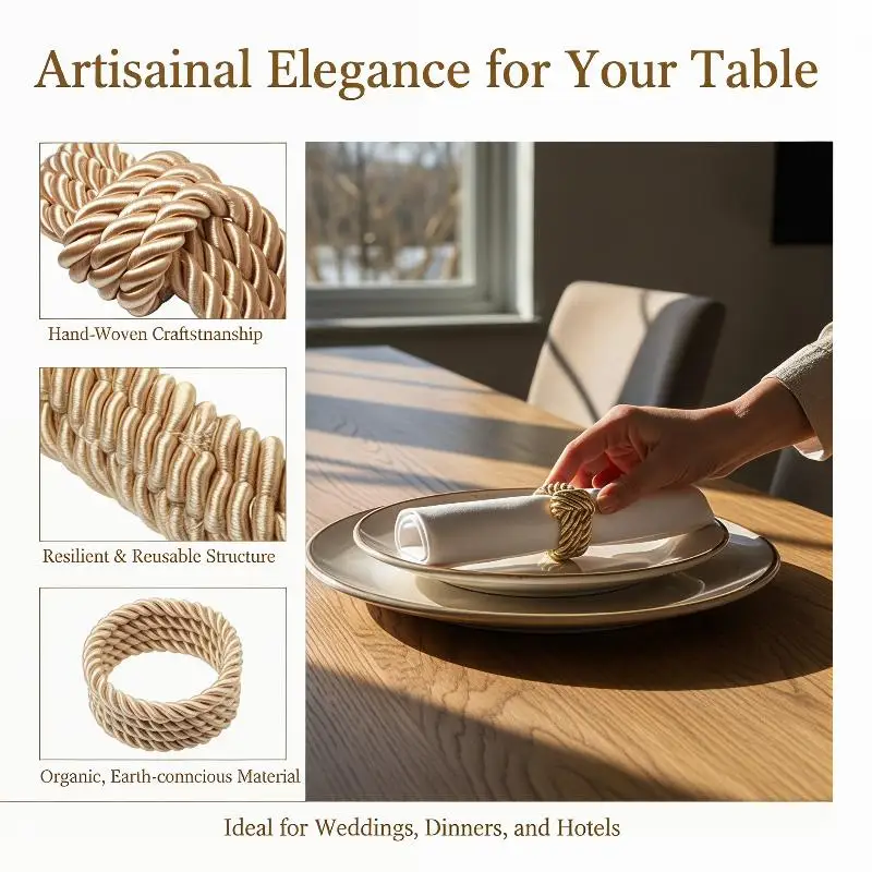 Circle Woven Rope Napkin Ring Christmas Decoration Solid Color Napkin Buckle Restaurant Bar Wedding Home Table Accessories