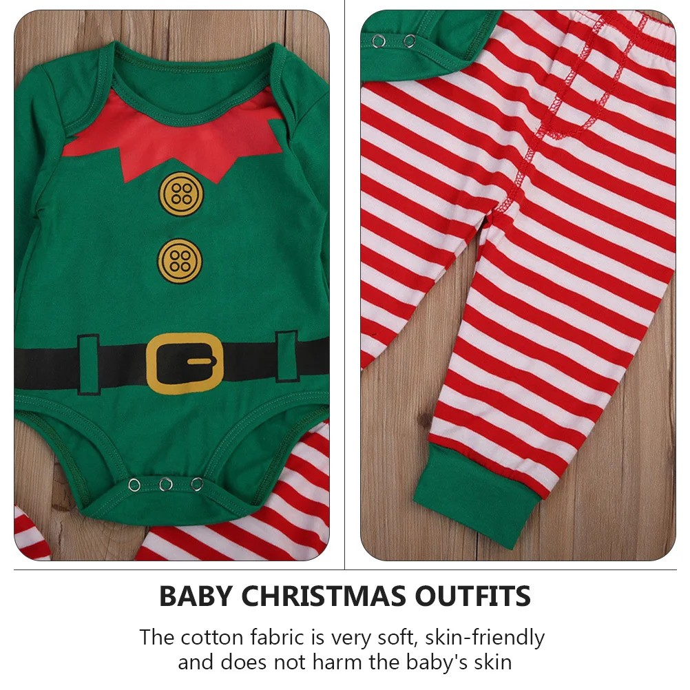 

3Pcs Infant Rompers Soft Cotton Christmas Baby Clothes Set Long Sleeve Jumpsuit for Walking Playing Sleeping Unisex Baby