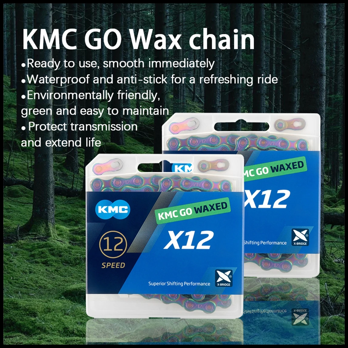KMC Waxed Go 12S Bicycle Chain X12 Aurora 12 Speed Wax Chains Road Bike Curren Mountain Bicycle Chain for Shimano M6100 M8100
