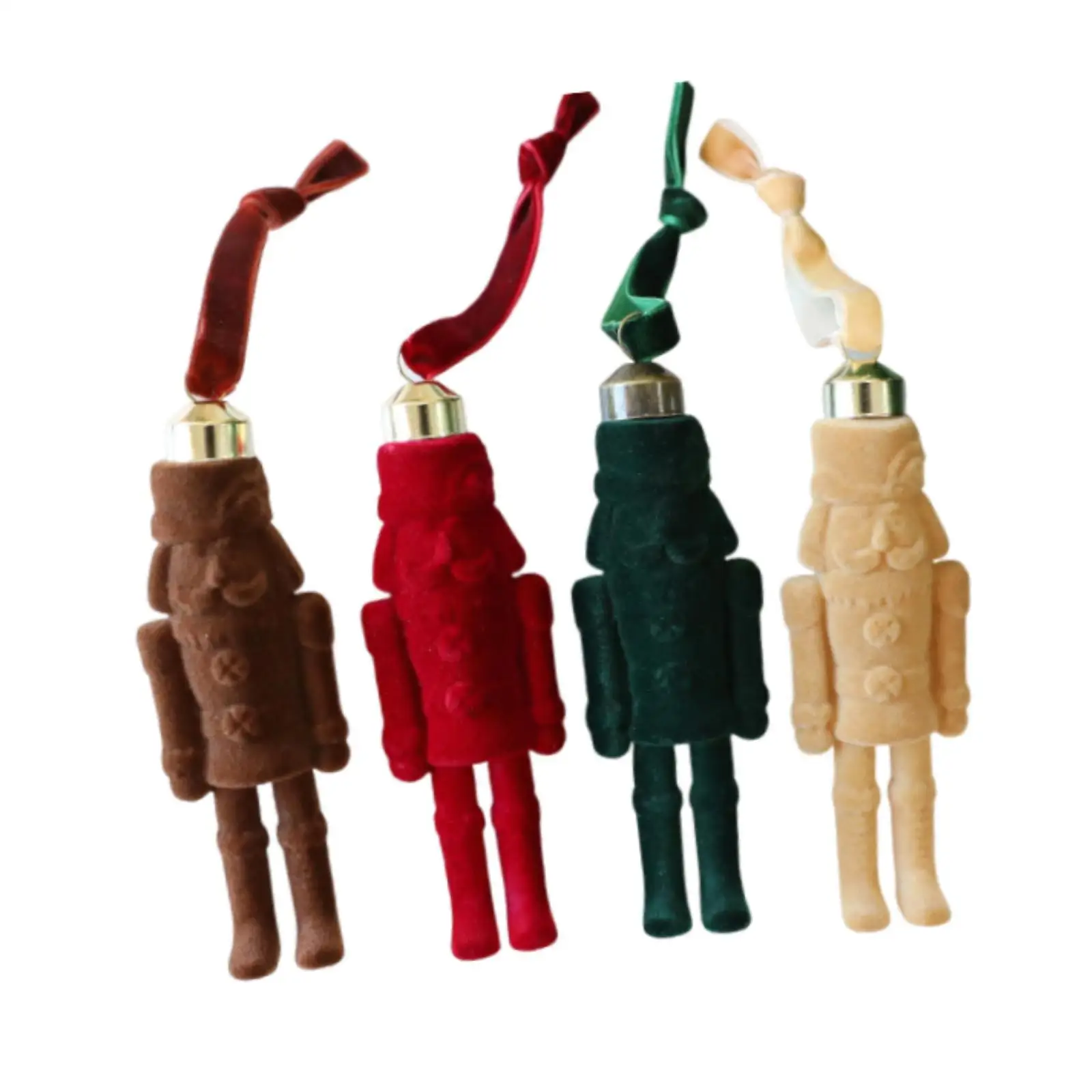4Pcs Flocking Nutcracker Soldier Figures Puppet Toy Collectible Traditional Nutcracker Ornaments for Xmas Fall Wall Holiday
