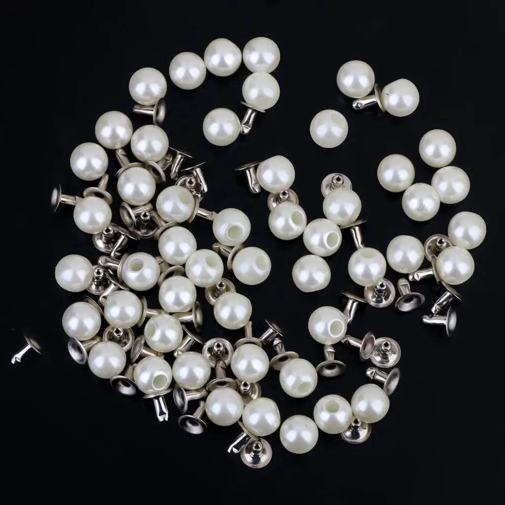 3-4pack Rivets and Pearls Set for DIY Crafts 100 Pieces Ivory