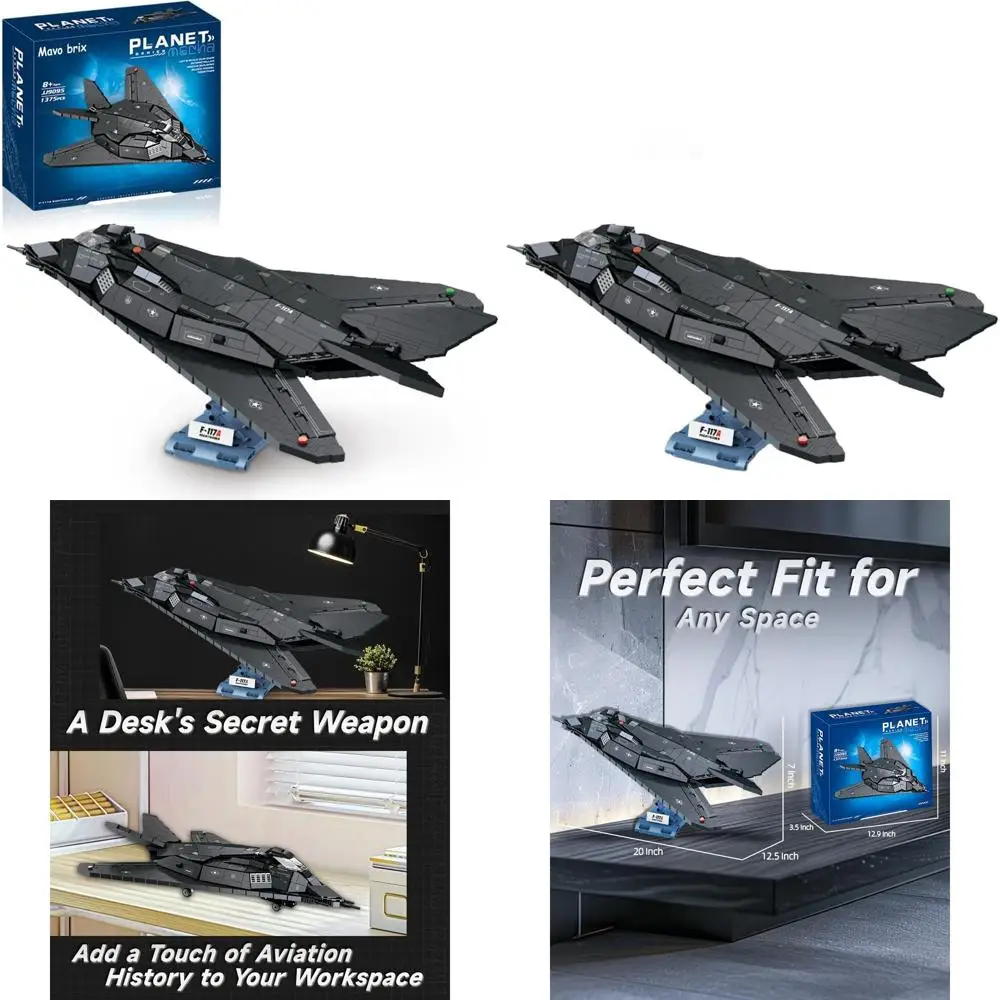 ชุดโมเดลเครื่องบินรบล่องหน 20 F-117A ไนท์ฮอว์ก 1375 ชิ้นสำหรับผู้ใหญ่ พร้อมขาตั้งโชว์ ใช้ร่วมกับเลโก้ได้