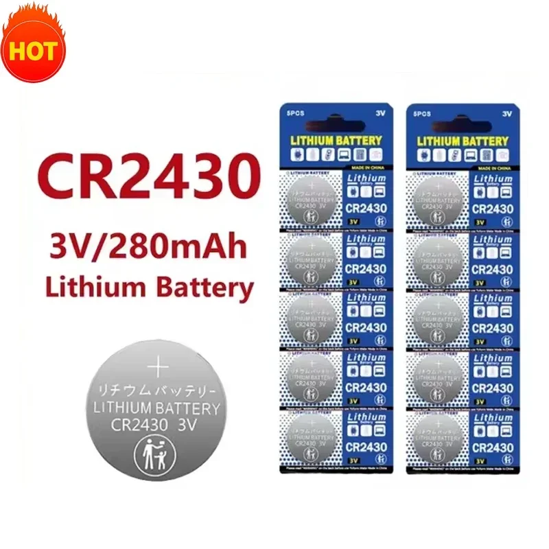 Brand new CR2430 3V lithium battery CR 2430 DL2430 BR2430 280mAh button battery for keychain clock alarm clock remote control