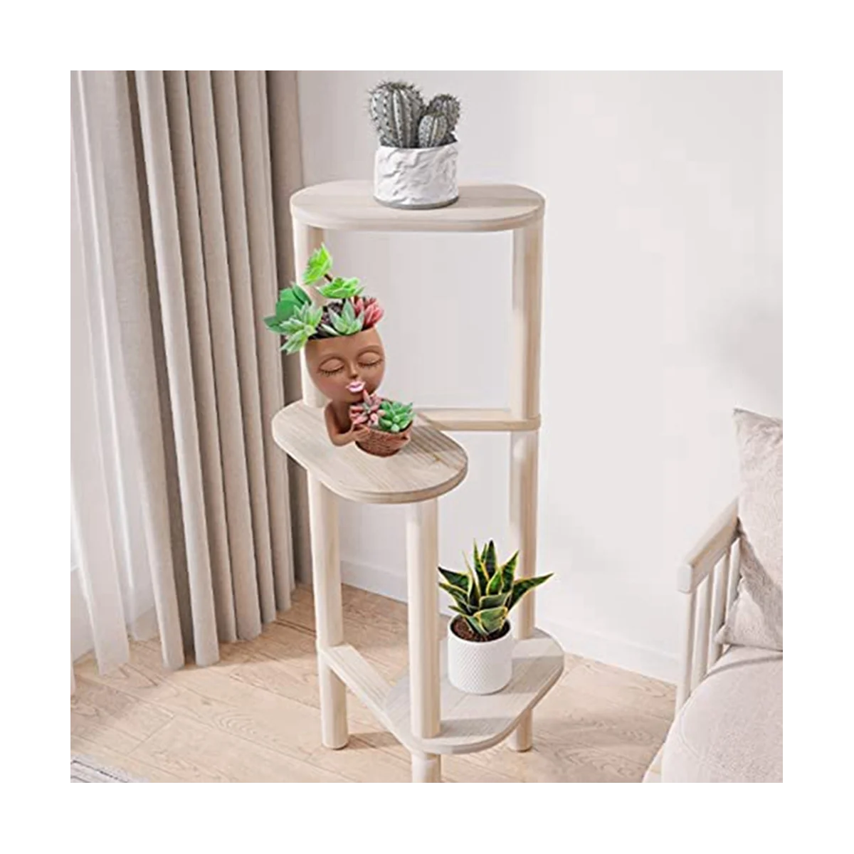 Two-In-One Flowerpot,Cute Lady Face Plant Pots, Suitable for Indoor Outdoor Plants Succulent