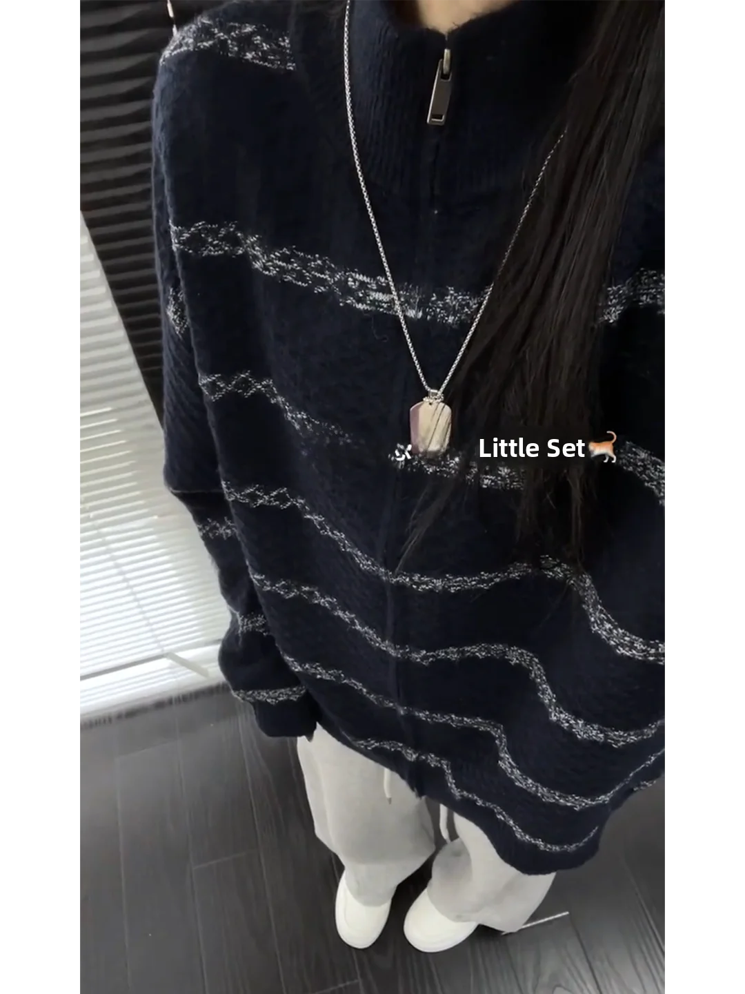 

Мужской кардиган свободного кроя, осенний сезон, мягкий, удобный, из полиэстера, в полоску, с воротником-стойкой, трикотажный, Cleanfit, американский стиль