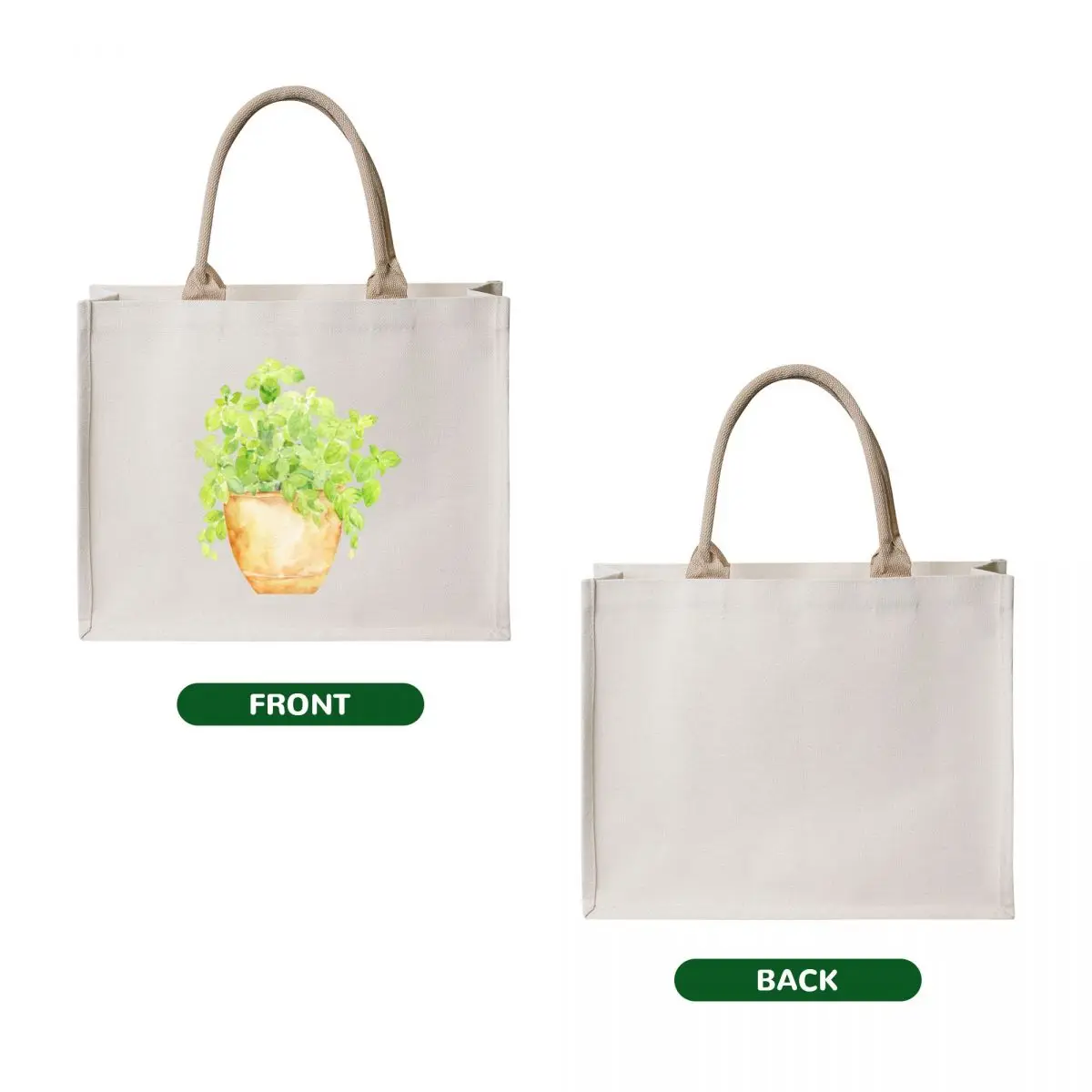Watercolor herb basil in pot Tote Bag bag luxury women tote bag screen for beach Women's shopping