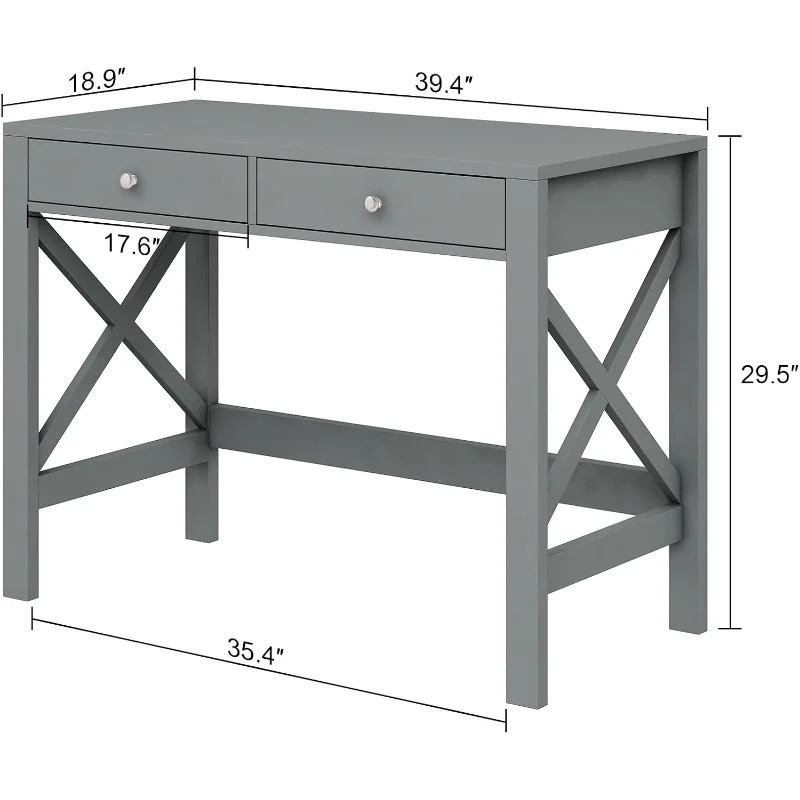 Meja Kantor Rumah Meja Komputer Tulis Meja Desain Modern dengan Laci (Abu-abu)