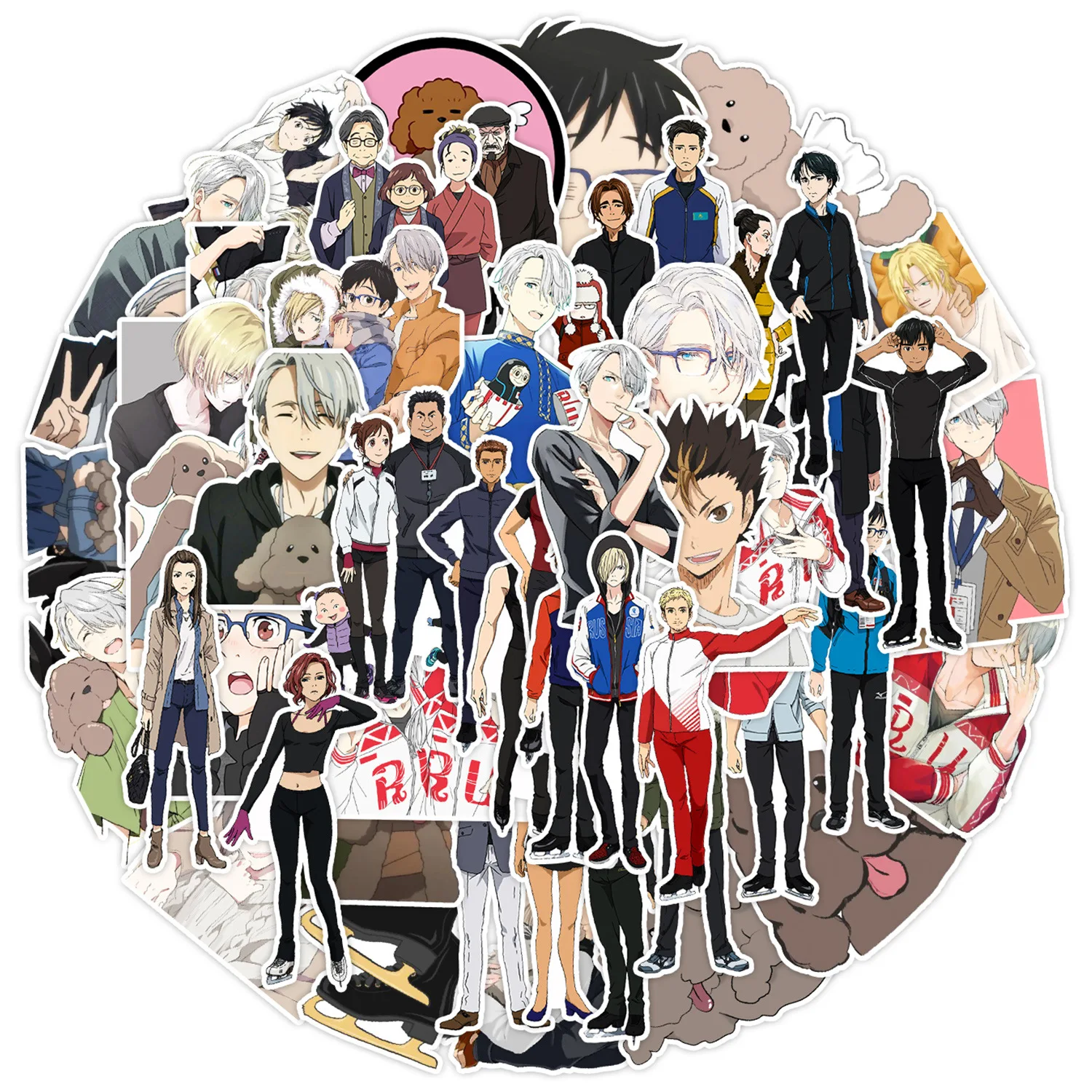 50pcs Anime Yuri on Ice Graffiti Stickers Waterproof Laptop Skateboard Stickers Decoration Supplies