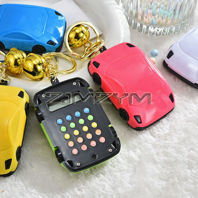 Pocket Size Calculator 8 Digit, Cartoon Cute Keychain Calculator, Car Shape, LCD Display, Mini Calculator with Key Buckle
