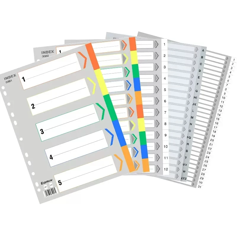 Colorful A4 File Separators Archivador A4 Binder Spacers PP Plastic Binder Dividers For A4 Binder Folder 2/3/4 Rings Binder Tab